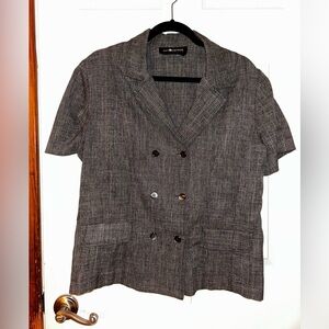 Sag Harbor Gray Double Breasted Short Sleeve Blazer